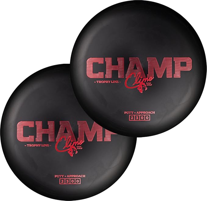 Climo Disc Golf Champ Putter 2-Pack - Trophy Line Plastic - 173+ Grams - White, Black, or Pink – Matching Putters – Ken Climo 12X World Champion
