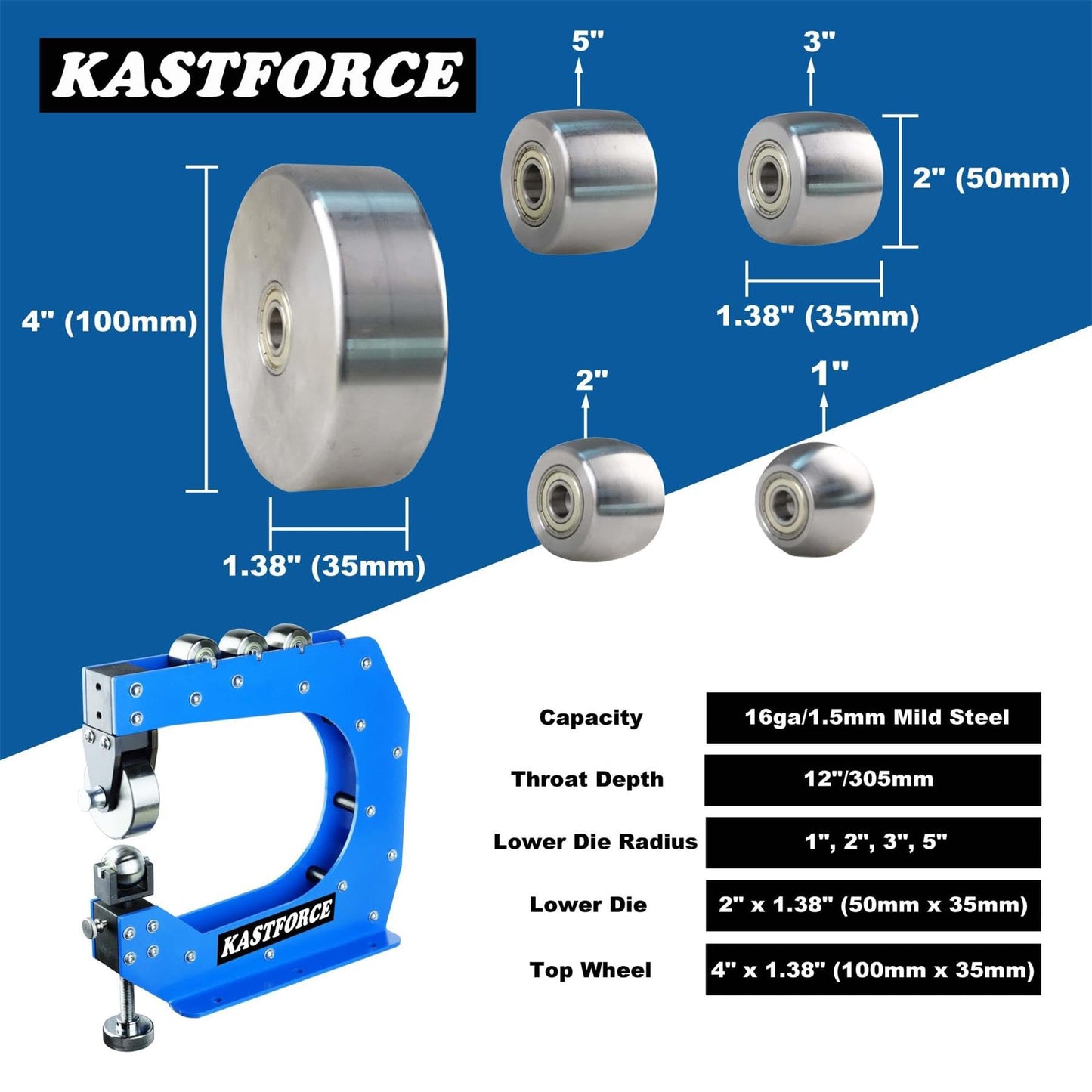KASTFORCE KF5018 Professional Benchtop English Wheel 12" 305mm