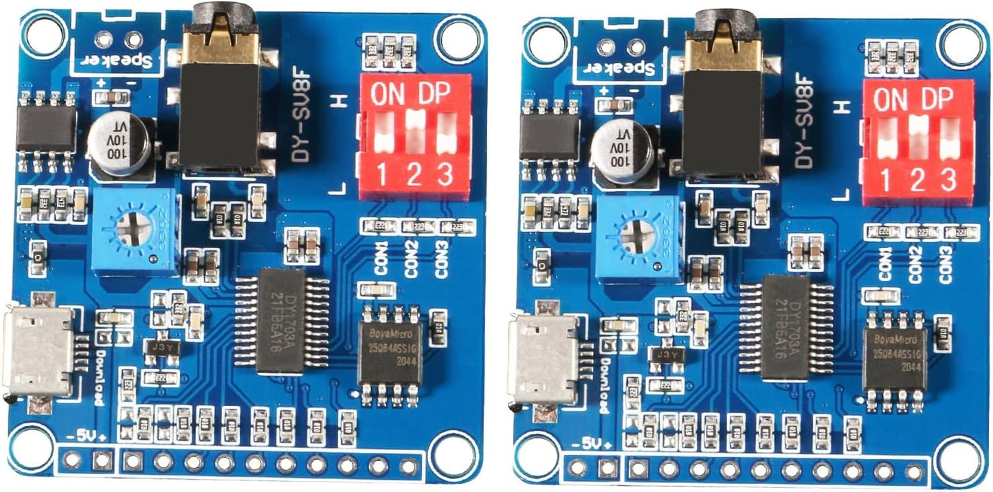 AITIAO 2Pcs MP3 5W 64MBit Voice Playback Module Board Player Music Voice Board, Flash Serial Control SD/TF Card