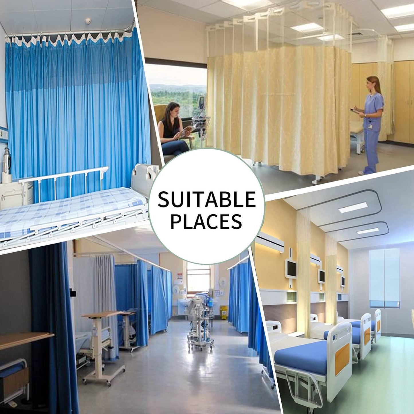 TTZ, Hospital Curtain with Flat Hooks for Hospital Medical Clinic SPA Lab Cubicle Curtain Divider Privacy Screen (Color : Dark Blue), (15 ft x 8 ft (Wide x Tall))