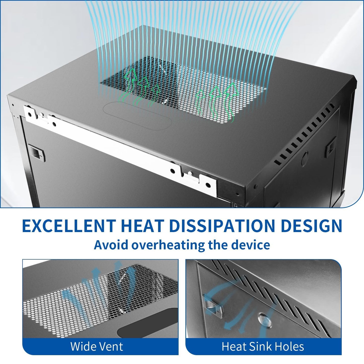 ZHPHMBM 12U Server Rack Cabinet, Wall Mount Network Rack Enclosure Includes Locking Glass Door, Removable Side and Back Panels, 15" Deep Network Data Cabinet for Computer IT and A/V Equipment