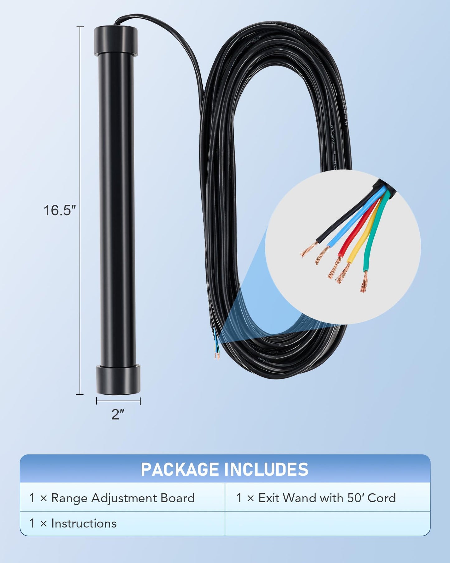 CO-Z Vehicle Exit Sensor Kit, Wired Driveway Gate Exit Wand for Automatic Gate Opener 50 ft. Cable Range, Driveway Vehicle Sensor for Sliding & Swing Gate, Smart Car Detector for Truck Motorcycle ATV