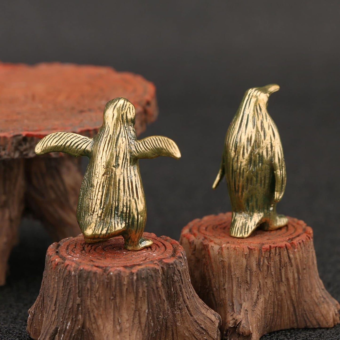 Skiennix Brass Penguin Statue Set - Charming Ocean-Inspired Décor | Perfect for Feng Shui Collection