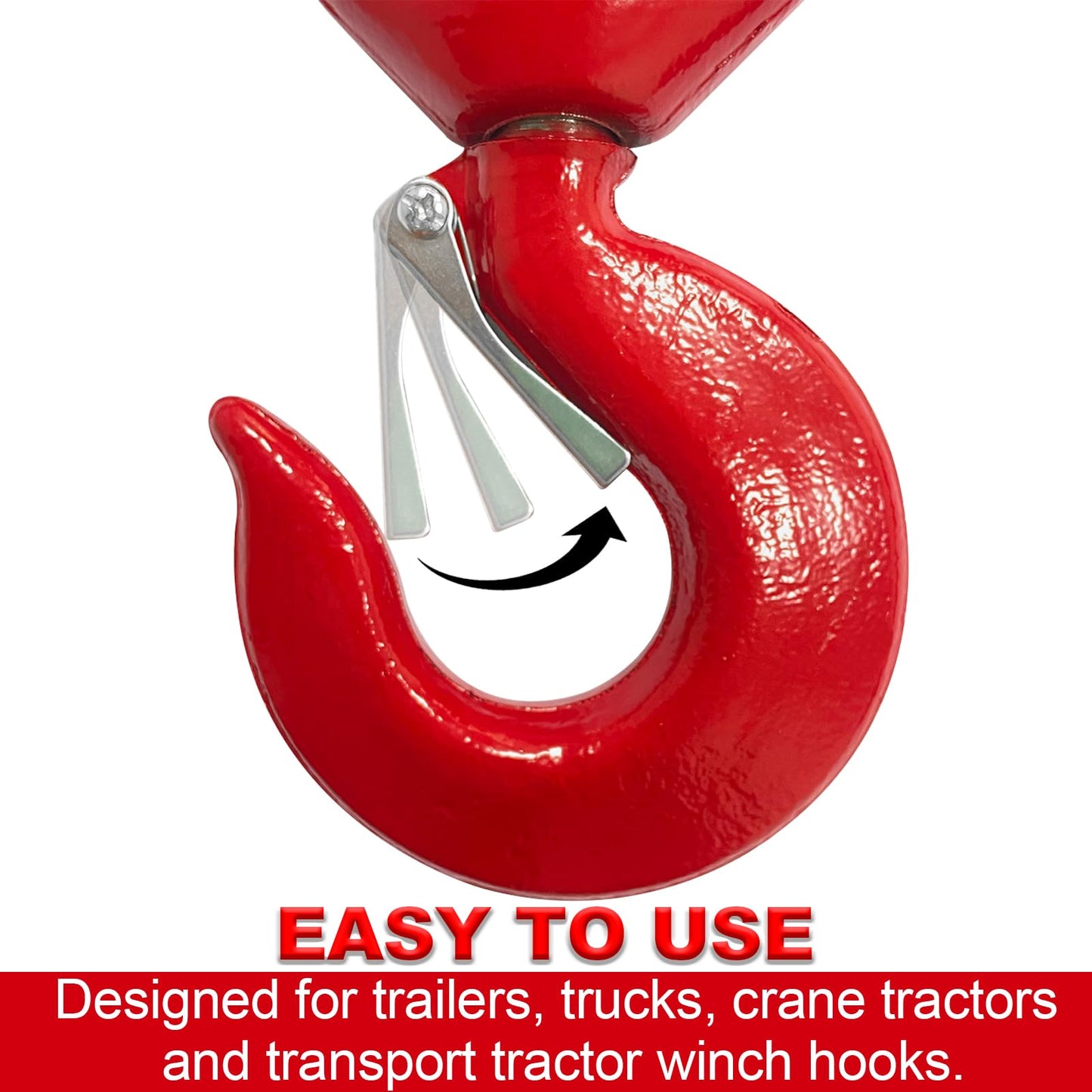 5 Tons Heavy Duty Swivel Hook with Safety Latch,360 Degree Rotating Crane Swivel Lifting Eye Hook for Crane, Swivel Chain Hooks for Lifting Chains Port Transportation, 11000 Lbs Capacity,Red