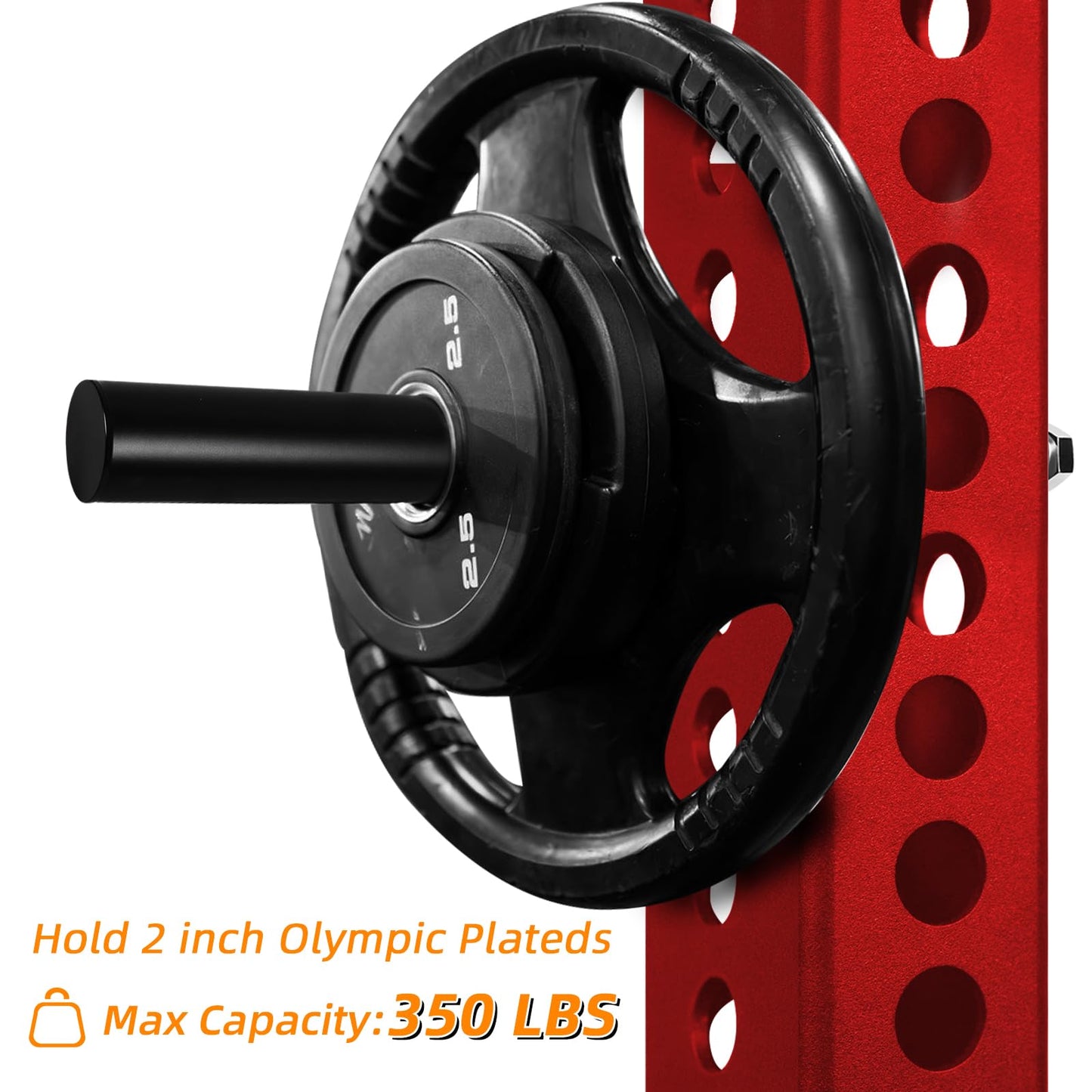 Weight Plate Holder for Power Rack Attachment, Squat Rack Weight Storage for 2 inc Olympic Weight,Compatoble with 2x2, 2x3, 3x3 Power Cage, Fit 1"and 5/8" Hole(Holder for 1 inch hole-4P)