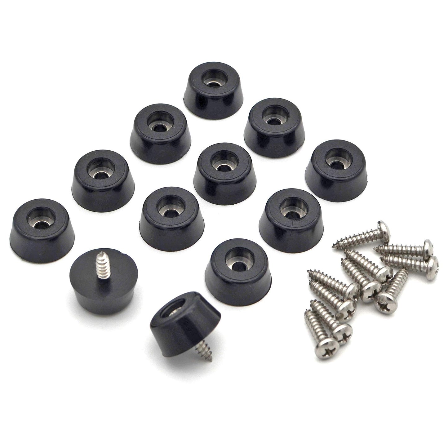 Rubber Feet for Cutting Board with Stainless Screws, 12 Pieces Non Slip Rubber Bumper Feet for Electronics 13/16" W x 3/8" H