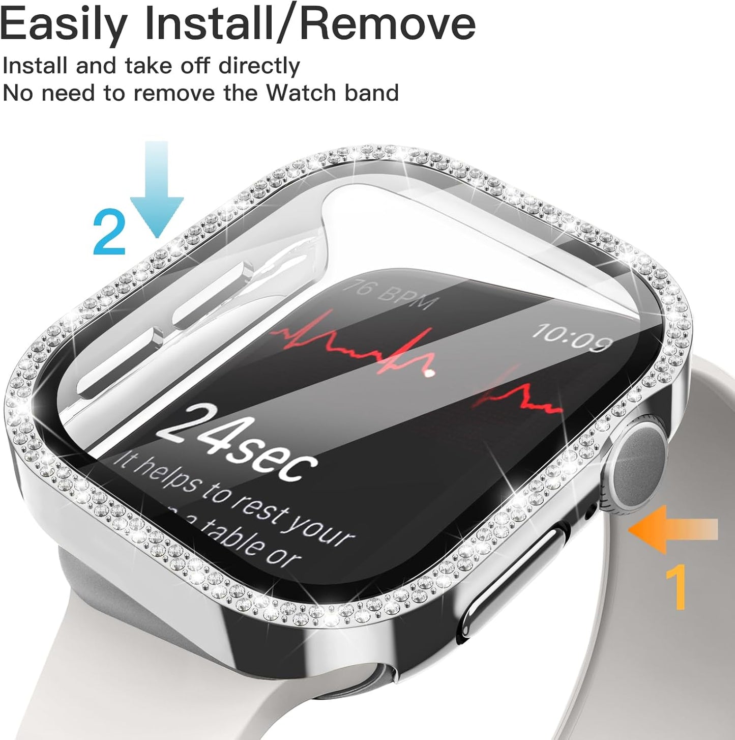 11/10 42mm, 2 Pack JETech Bling Diamond Case with Screen Protector for Apple Watch Series Overall Protective Cover