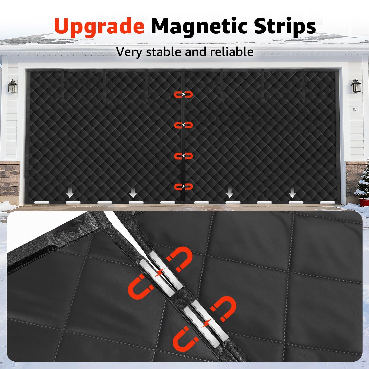 Oiyeefo Winter Garage Door Screen,16 x 7Ft Garage Door Insulation Kit 2 Car, Magnetic Thermal Insulated Garage Cover Curtain,Heavy Duty Garage Privacy Screen, Weatherproof Soundproof, Blackout