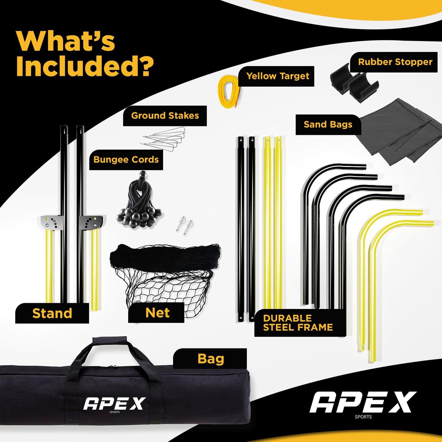 Apex Sports Adjustable Volleyball Rebounder Net 7x4 ft – Bounce Back Training Equipment with Angle Customization for Practicing Volleying, Bumping, Spiking – Durable & Portable with Travel Bag (AP004)