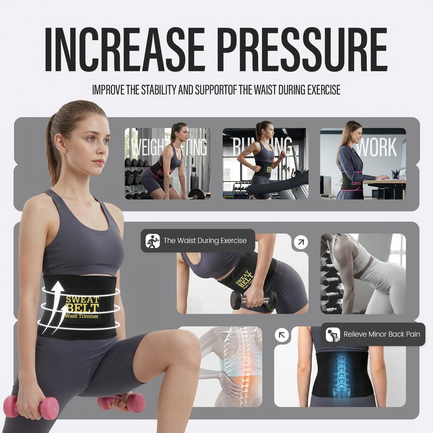 Aimoo 2 Pcs Waist Trainer for Wome, Sweat Waist Trimmer Belt, Sweat Band for Stomach Weighe loss,Sweat Belt Stomach Wrap (S(Pink+Black)