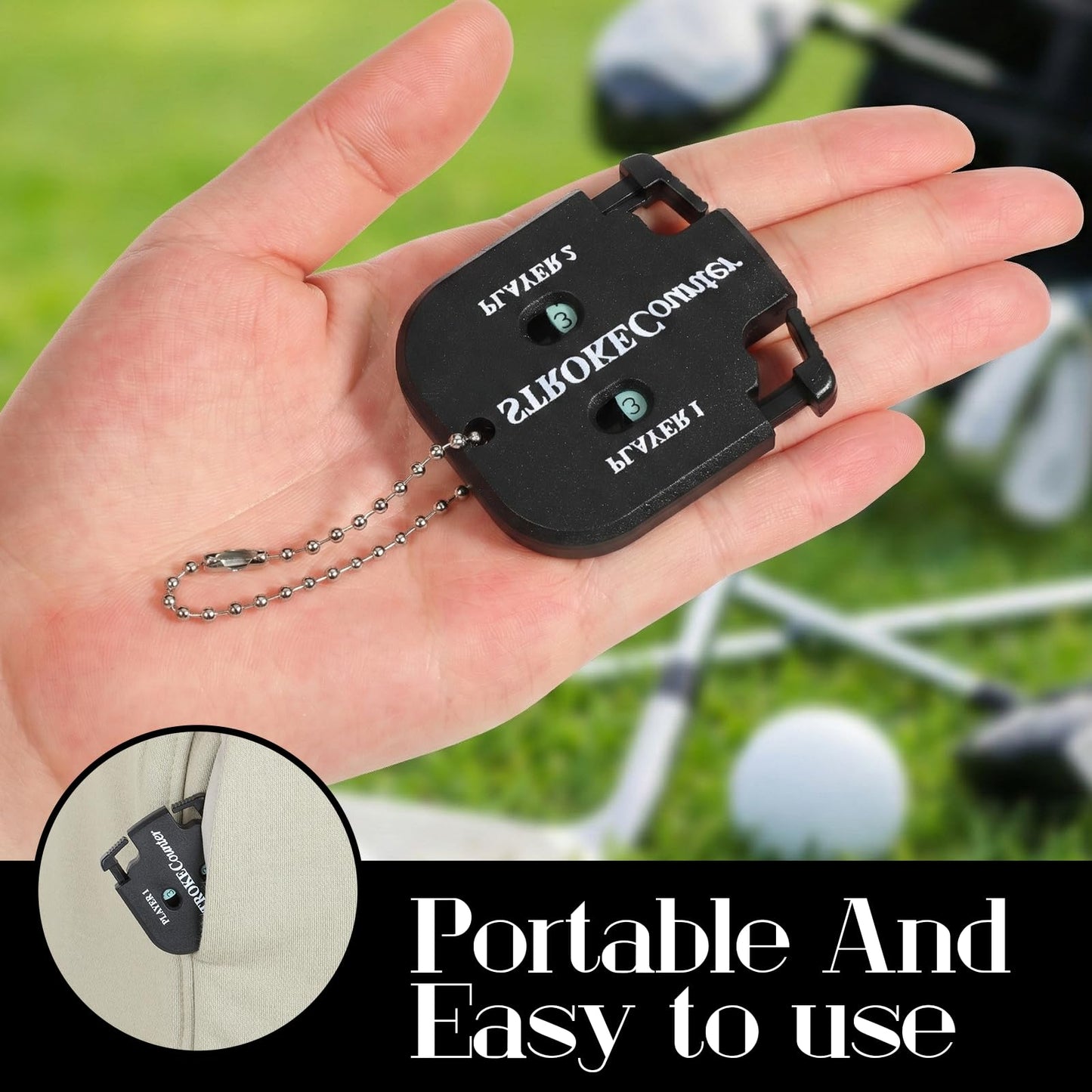 Macuezu 2 PCS Golf Counter Clicker, Portable Square Golf Clicker for 2 Players, Mini Score Keeper Stroke Counter with Hanging Rope for Sport Competitions, Games Scores