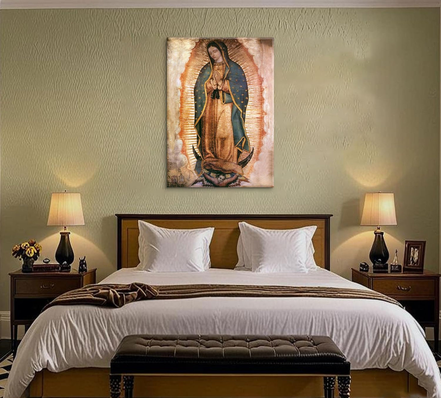 Our Lady of Guadalupe Wall Art | Framed Portrait Painting for Catholic Decor - 8x10 Canvas
