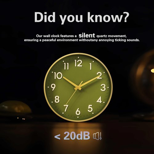Mosewa Wall Clock 8 Inch, Battery Operated Silent Non-Ticking Modern Analog Clock Decorative for Kitchen, Bedroom, Office(Gold)