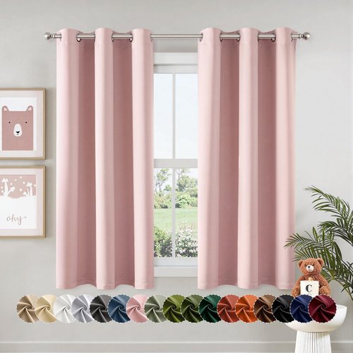 MIULEE Baby Pink Blackout Curtains - Thermal Insulated Room Darkening Drapes | 40 x 54 Inches, 2 Panels