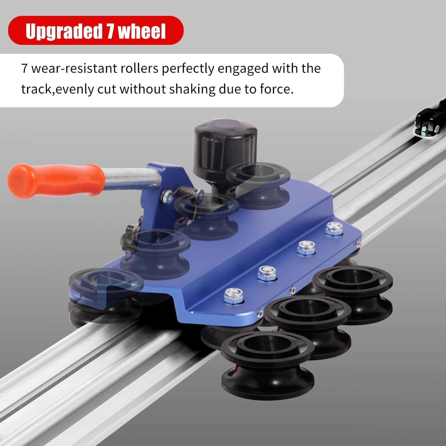 71" Professional Large Format Manual Tile Cutter with Built-in Suction Cups & Tile Pliers, 3 Push Knives – Cuts Porcelain, Ceramic & Stone Tiles up to 4.7" Thick (Blue）