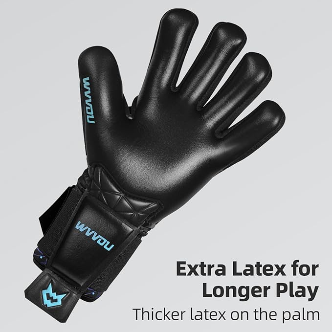 WVVOU Soccer Goalie Gloves for Adults and Youth, High Performance Goalkeeper Gloves with 5 Detachable Finger Saves, Soccer Gloves with 4mm Sticky Latex Palm