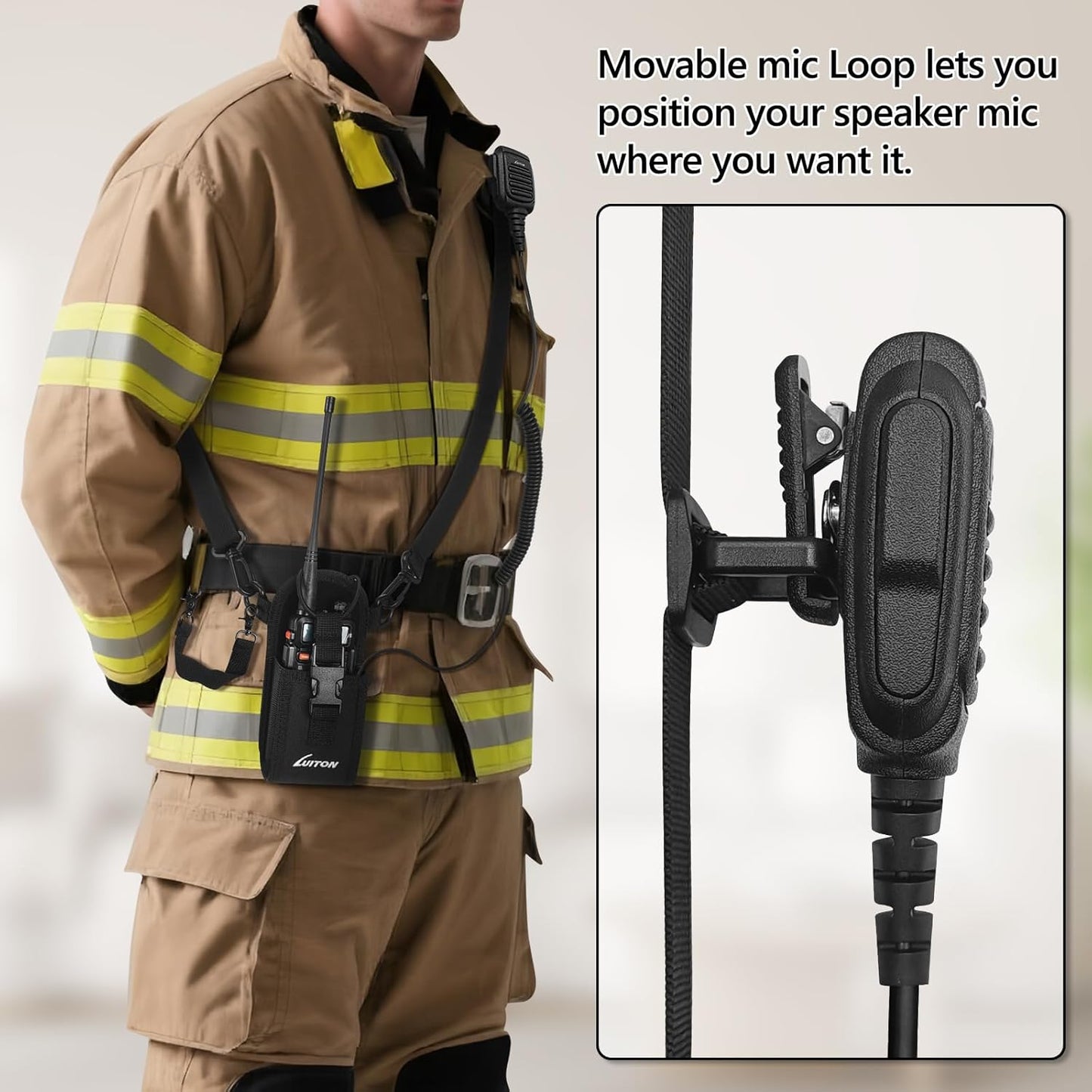 Set Radio Holster for Firefighter EMS EMT Bundle Includes Anti-Sway Strap for Radio Strap, Moveable Mic Holder,Radio