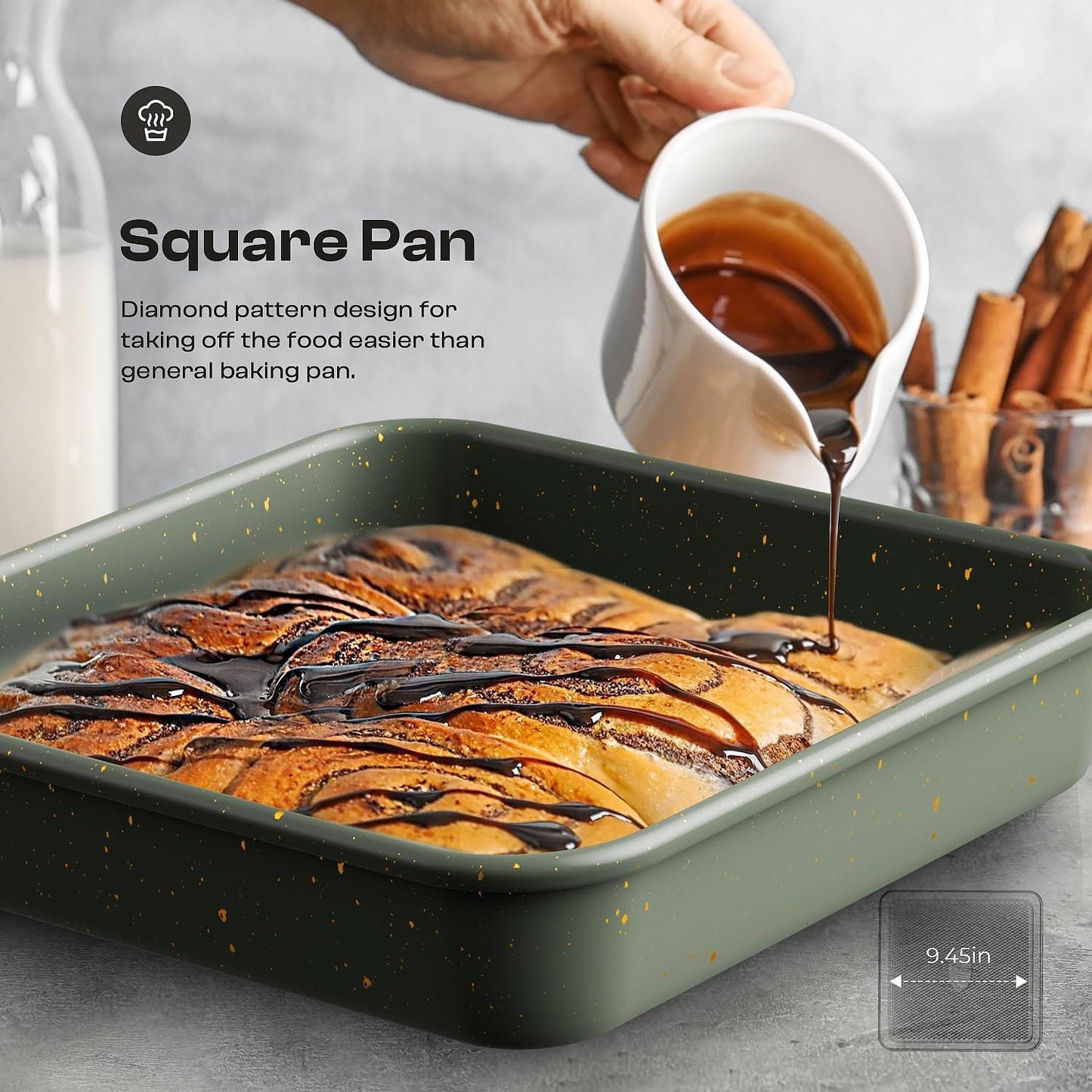 Regine Switzerland 8-Piece Nonstick Bakeware Set - Stackable Oven Pans with Cooling Rack & Ceramic Coating in Green