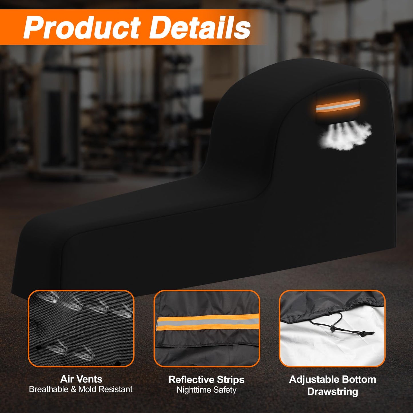 EVRBUL Rowing Machine Cover 95" L x 24" W x 40" H Heavy Duty 420D Waterproof Dust-Proof Rower Cover for Concept 2 Rowing Machine with Air Vents Reflective Strip Drawstring