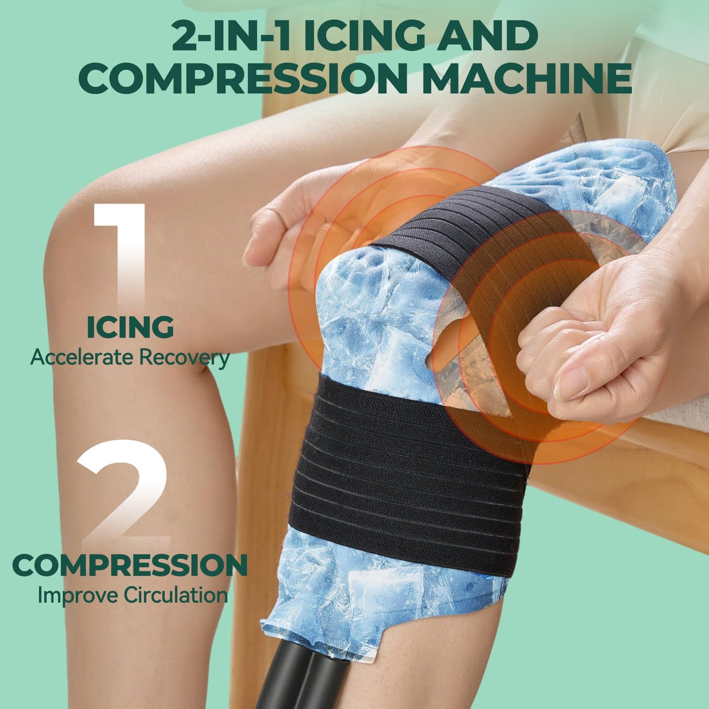 Ice Machine for Knee After Surgery w/Compression, Hip Replacement Cold Therapy Machine, Cryocuff Wrap Pack for Shoulder Recovery, ACL Cold Circulation System