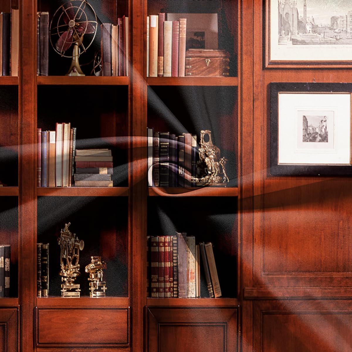 DULUDA 7x5 FT Brown Bookshelf Backdrop Library Modern Bookcase Office Backdrop Video Recording Internal Conference Room