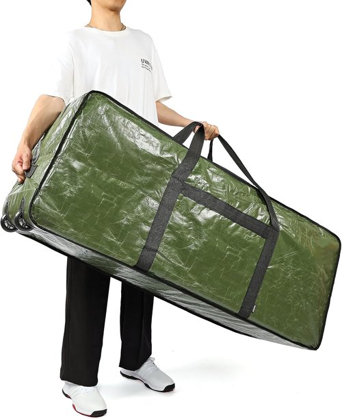 HOMEST Christmas Tree Storage Bag - Fits 4.5-7 Ft Artificial Trees | Zippered, Reinforced Handles & Wheels, Green