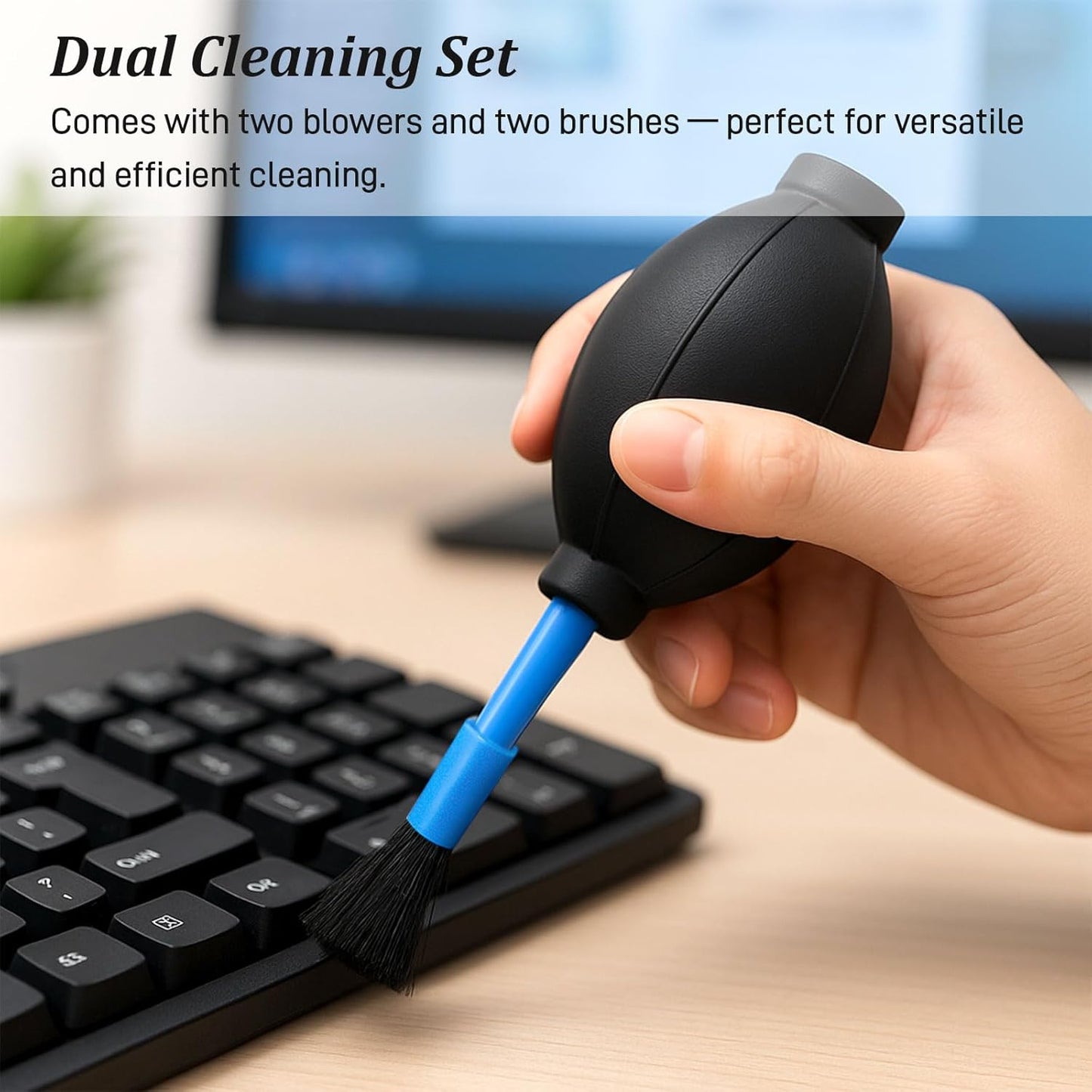 Brvlsoc 2-Pack Soft Brush Manual Rubber Air Blower Dust Cleaner for Camera, Telescope, Microscope, and Electronics
