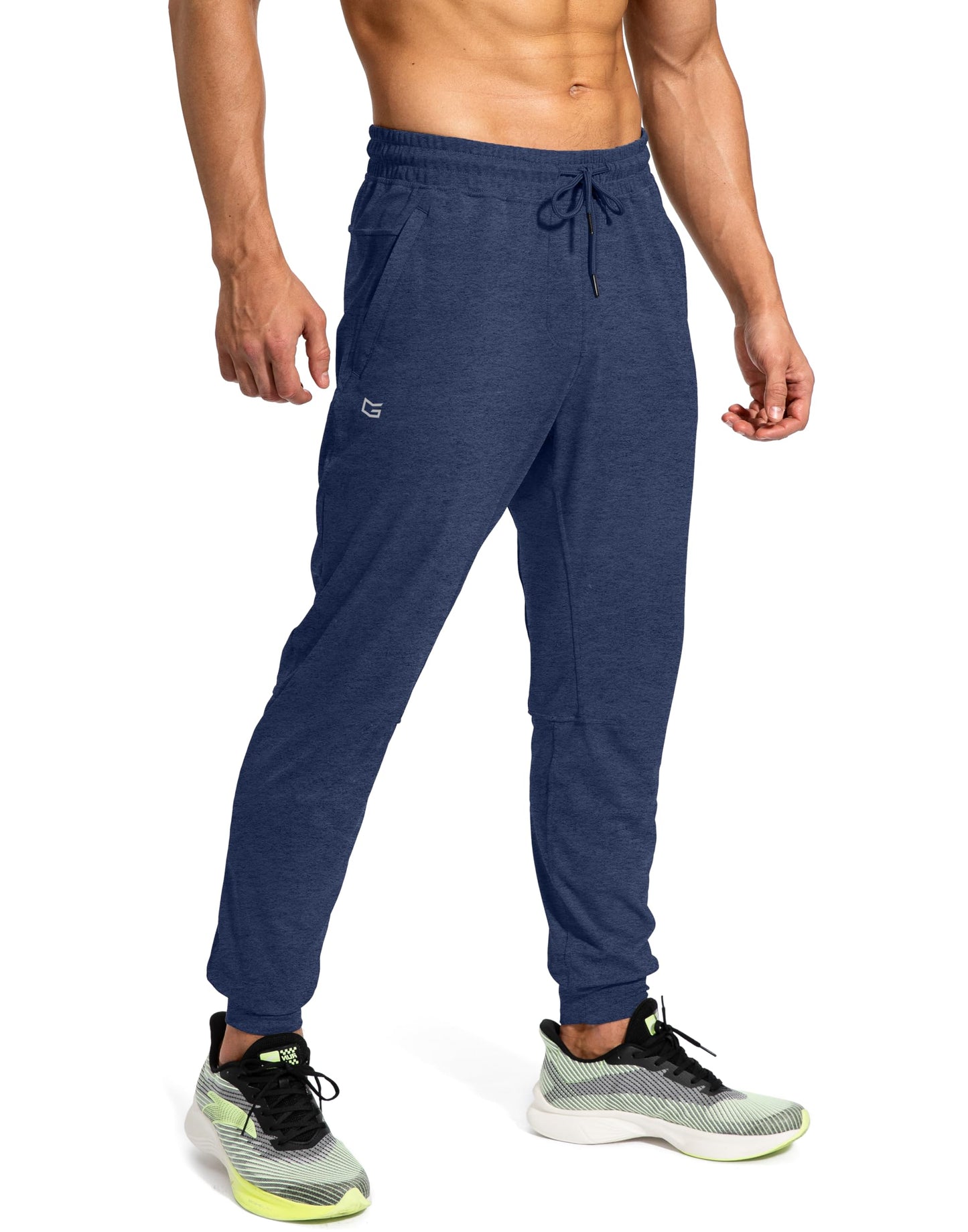 G Gradual Men's Sweatpants with Zipper Pockets Athletic Pants Traning Track Pants Joggers for Men Soccer, Running, Workout(Heathered Academy Blue,L)