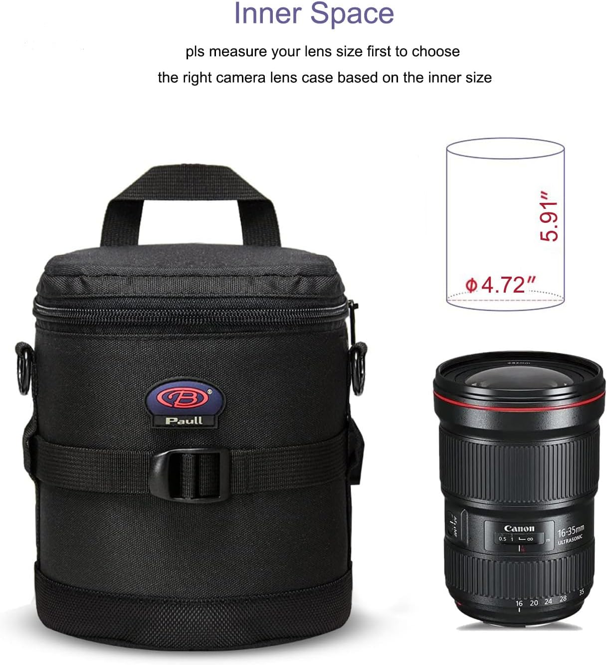 DSLR Camera Lens Bag - Fits Canon, Nikon, Sony & More