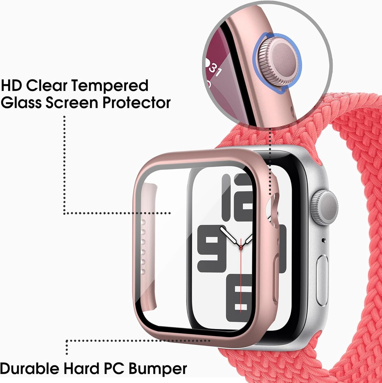 10 Pack 11/10 46mm, 46mm Case with Tempered Glass Screen Protector for Apple Watch Series Hard PC Face Cover, Full