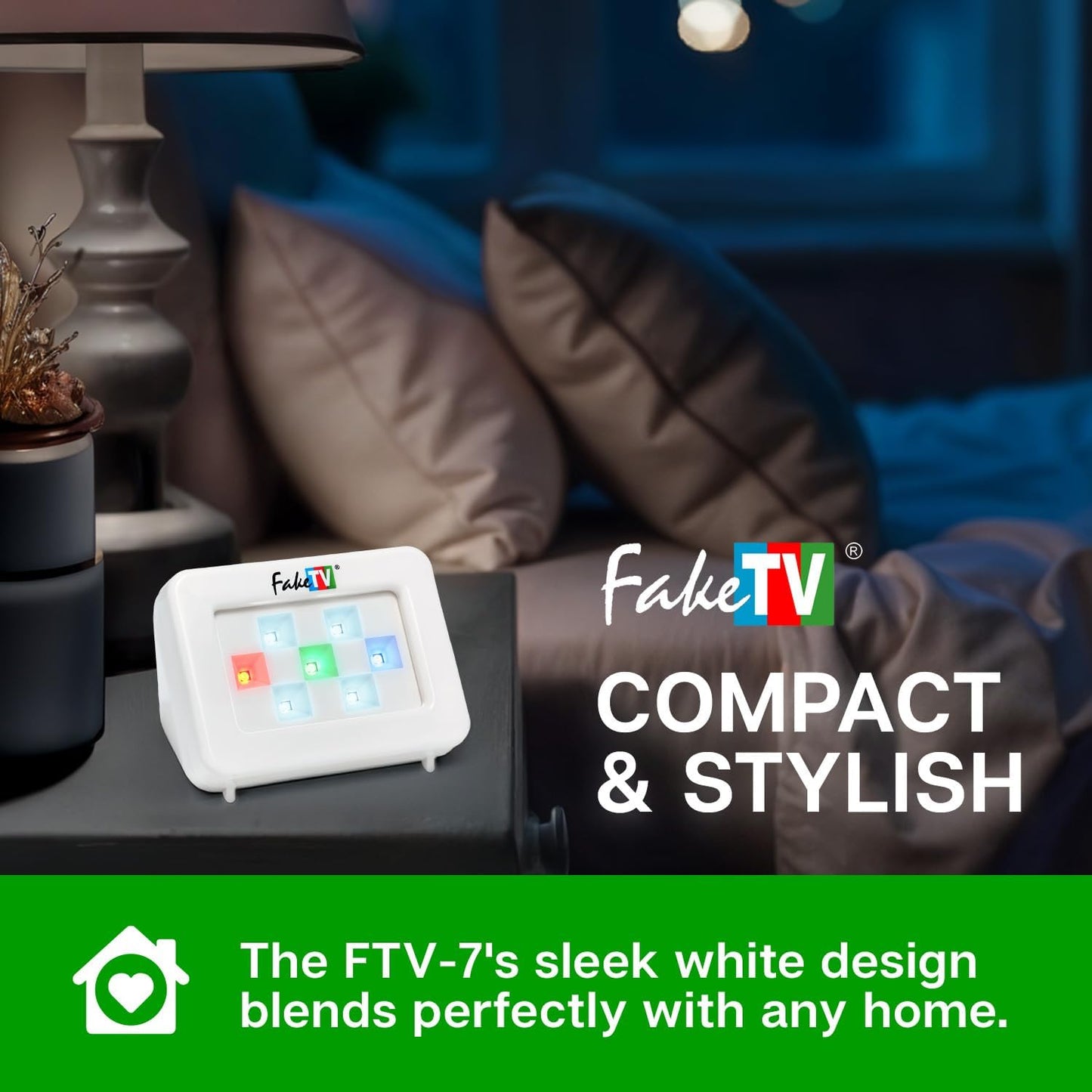 FakeTV FTV-7 Dummy White Advanced Home Security Television Simulator Theft Deterrent Energy-Saving LED Home Security TV