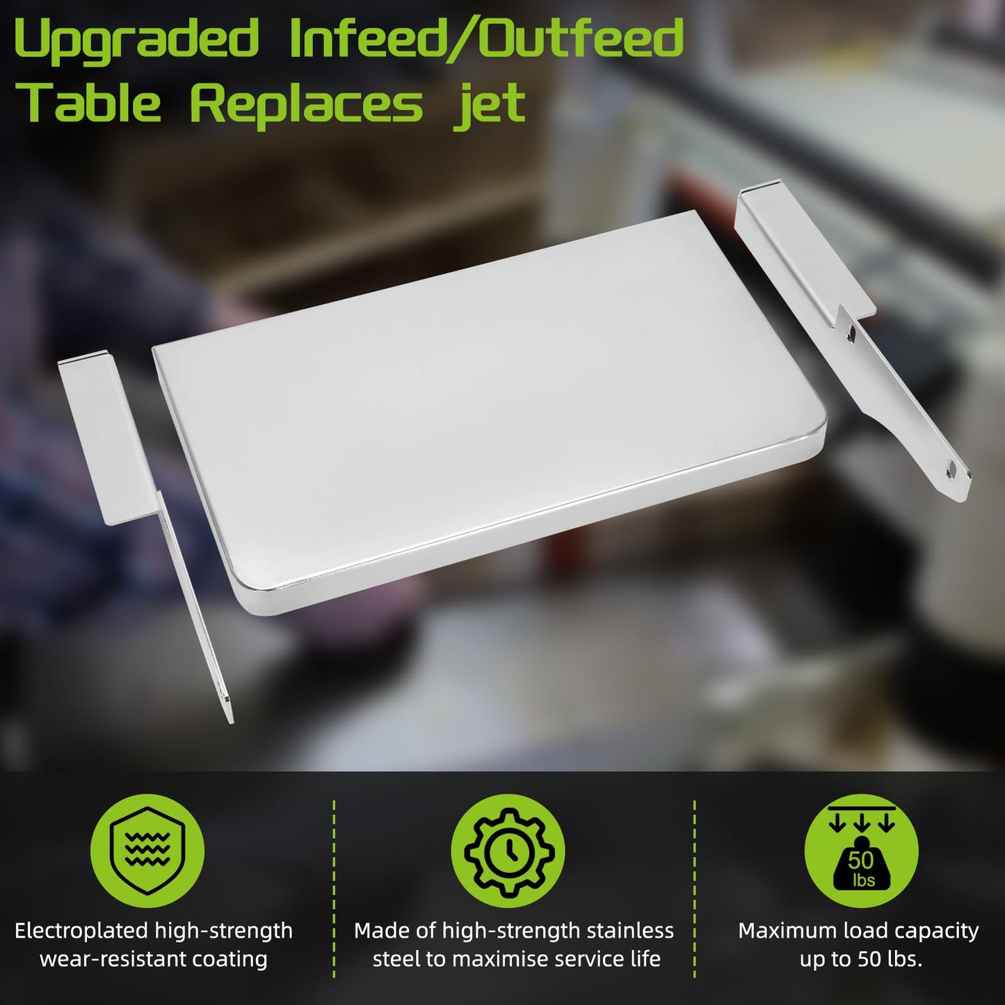 UPGRADED Feed/Outfeed Table Replacement 723521, Compatible with JWDS-1836, JWDS-1632 & JWDS-1632OSC Drum Sanders – 40" Work Surface, 65lb Capacity, Includes Hardware