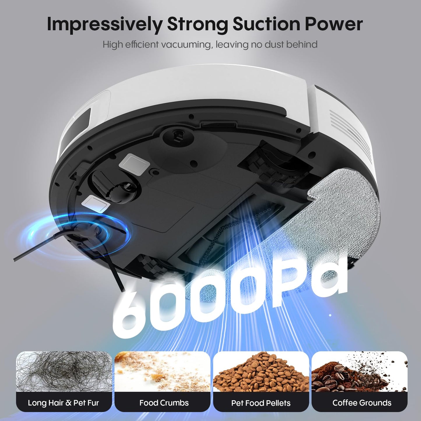 Bagotte Robot Vacuum and Mop Combo, 6000Pa Robotic Vacuum with Mapping, Self-Emptying Station for 90 Days Hands-Free Cleaning, LiDAR Navigation,Wi-Fi/App/Alexa Voice Control, for Carpets&Hard Floors