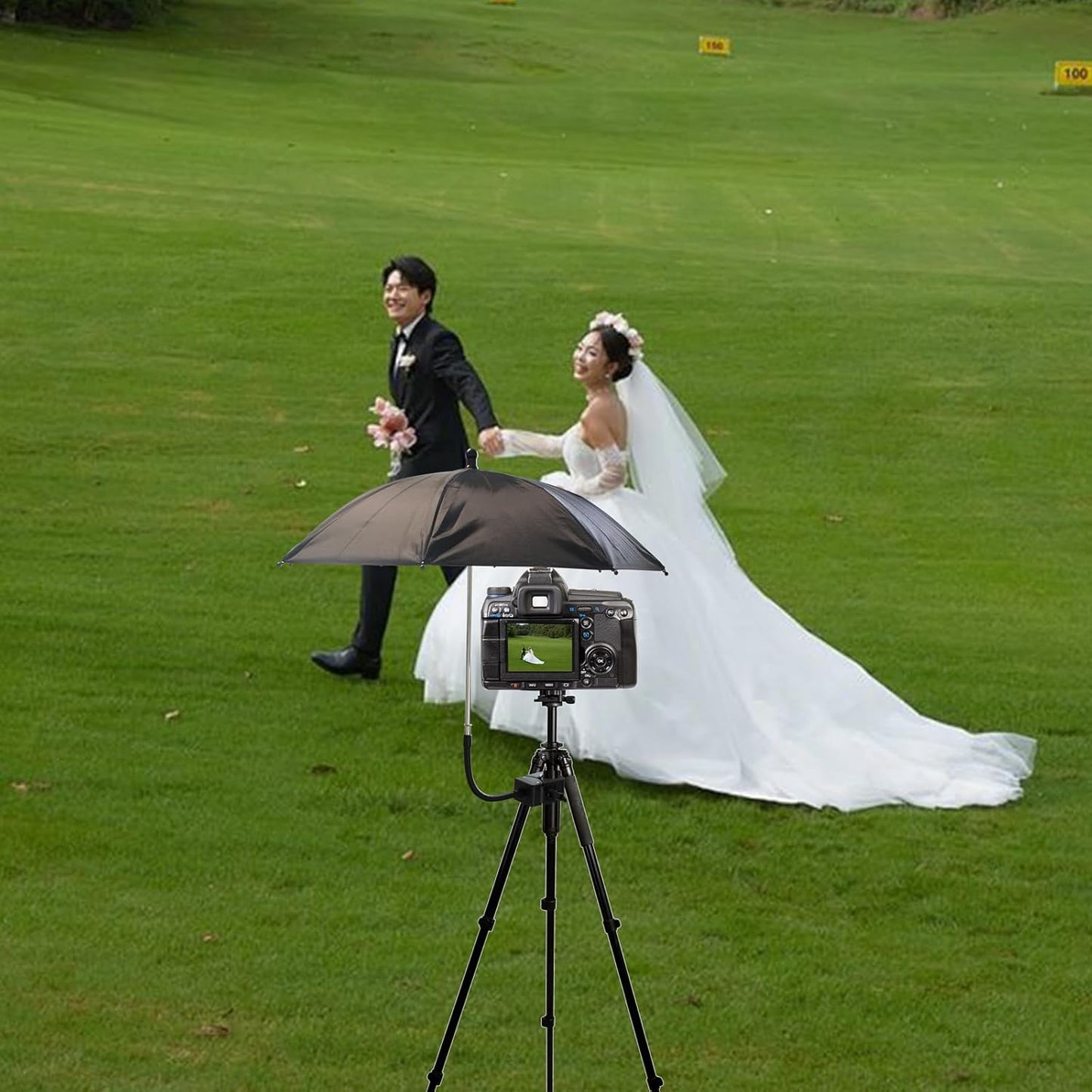 SnowTing 20 Inch Umbrella Chair Clamp for Cameras, Flexible Adjustable Gooseneck Camera Rain Cover, Tripod Sun Shade