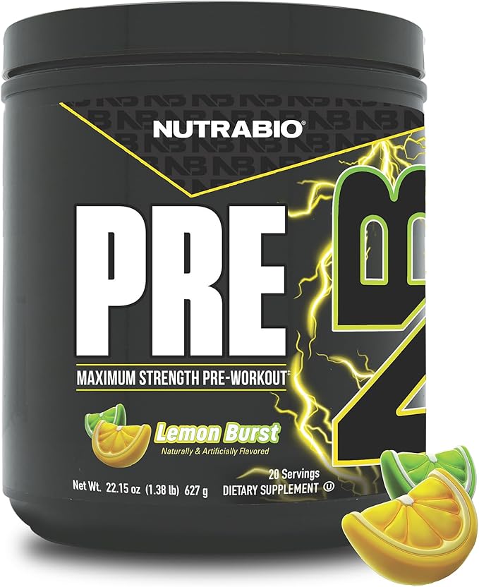 NutraBio Preworkout Powder, Lemon Burst| Explosive Energy, Laser Focus, Extreme Pumps| Pre Workout for Men & Women| Performance, Endurance, Power Complex, Caffeine, Electrolytes