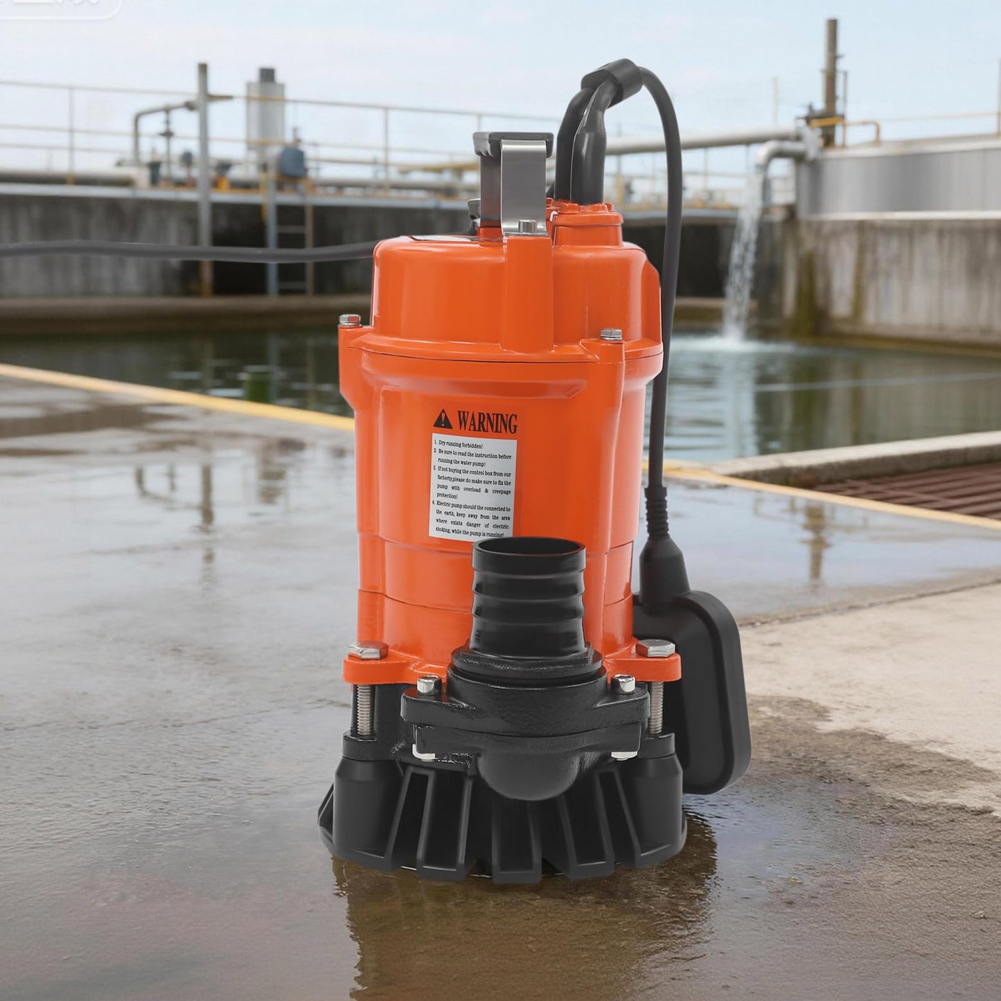 banborba 3/4 HP Submersible Trash Pump, 110V Submersible Sump Pump, Sewage Pump with 49 ft Max Lift, Drain Dirty Clean Water for Pools, Garden, Pond, Basement, Flooded Area - Orange