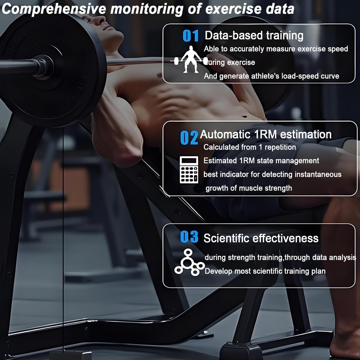 Velocity Based Training Device,Vertical Jump Tester w/APP Control and Voice Tips, Barbell Speed/Power/1 RM/Fatigue Test/Explosive Force,50H of Battery Life