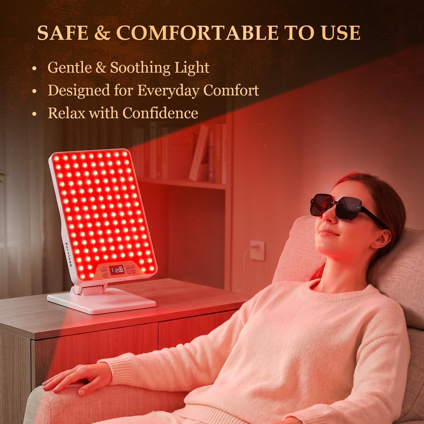 Rechargeable Red Light Therapy Panel with 4 Wavelengths 630/660/810/850nm, 138 LEDs High Power for Face & Body, Light Therapy with Adjustable Stand & Timer