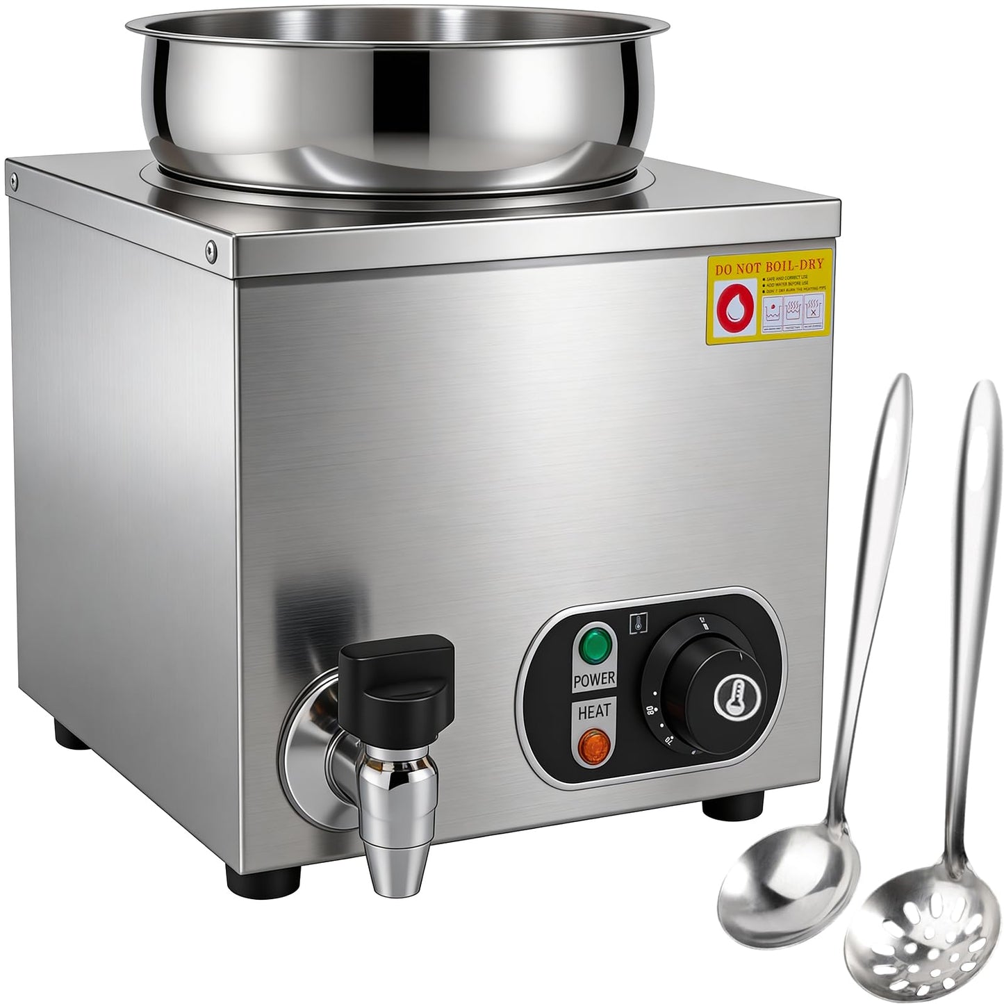EKVILI 7.4 Qt Stainless Steel Cheese & Sauce Warmer with Temperature Control – Commercial Water Bath Food Heater for Cheese, Chocolate, Sauces, Soups, Nachos, Popcorn, Catering & Buffet （110V）