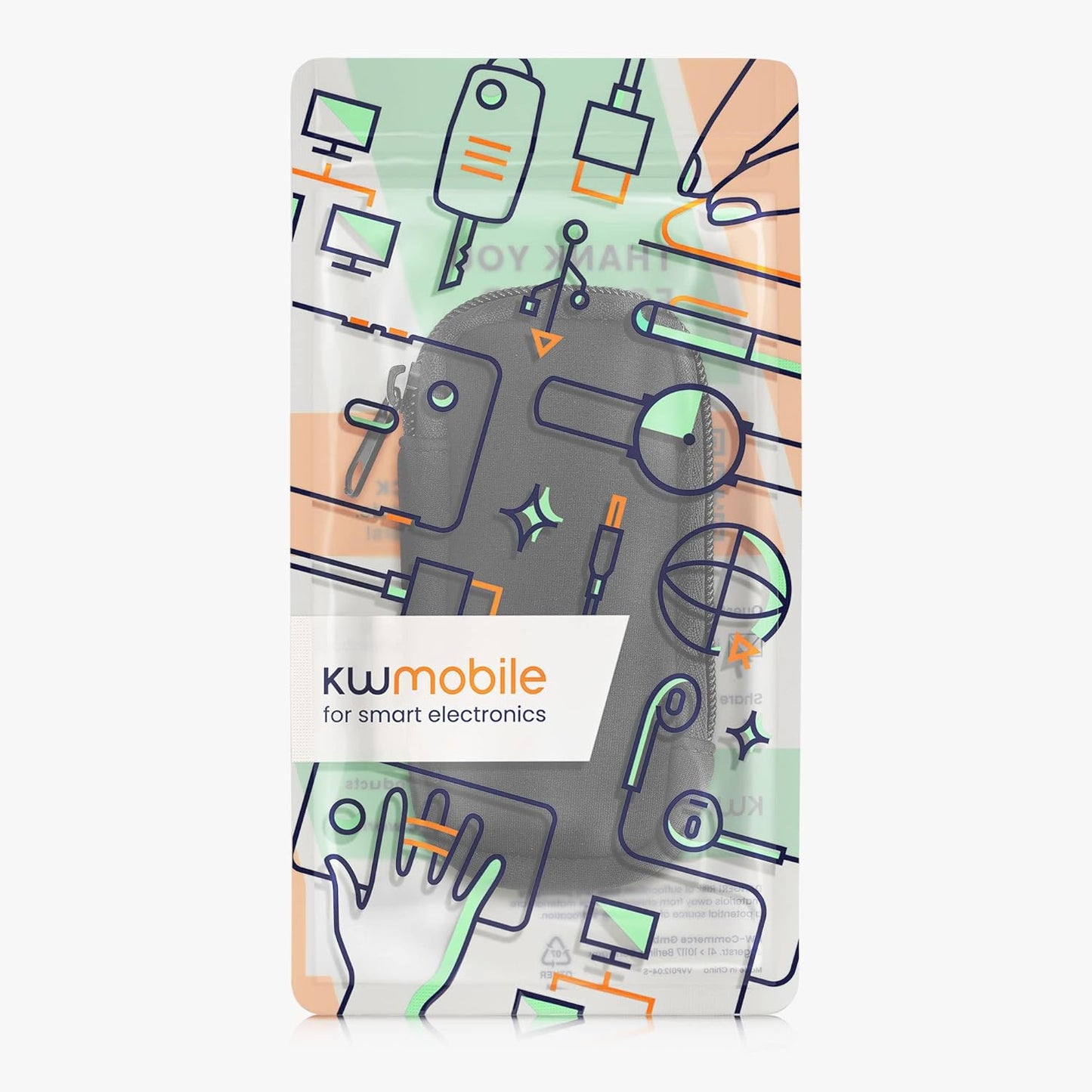 kwmobile 4.5 1.8 inches (11.5 4.5 cm) Neoprene Voice Recorder Case Compatible with Universal Voice Recorder - Inside
