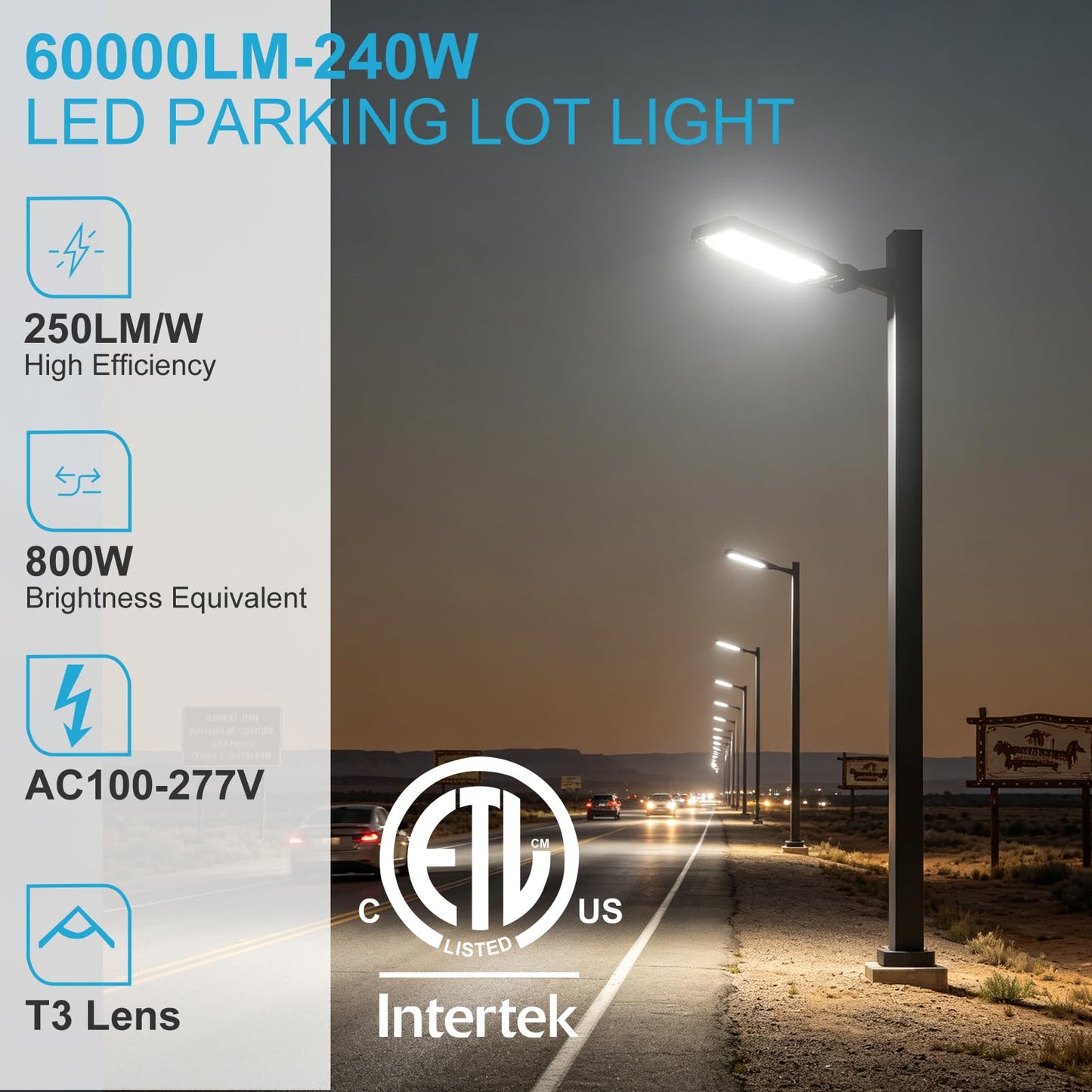Lightdot 240W LED Parking Lot Lights Outdoor(60000LM Eqv 1000W HPS) 5000K Parking Lot Light Commercial, AC100-277V IP65 Led Pole Light Arm Mount with Photocell for Driveway Street Garage Yard-5Pack