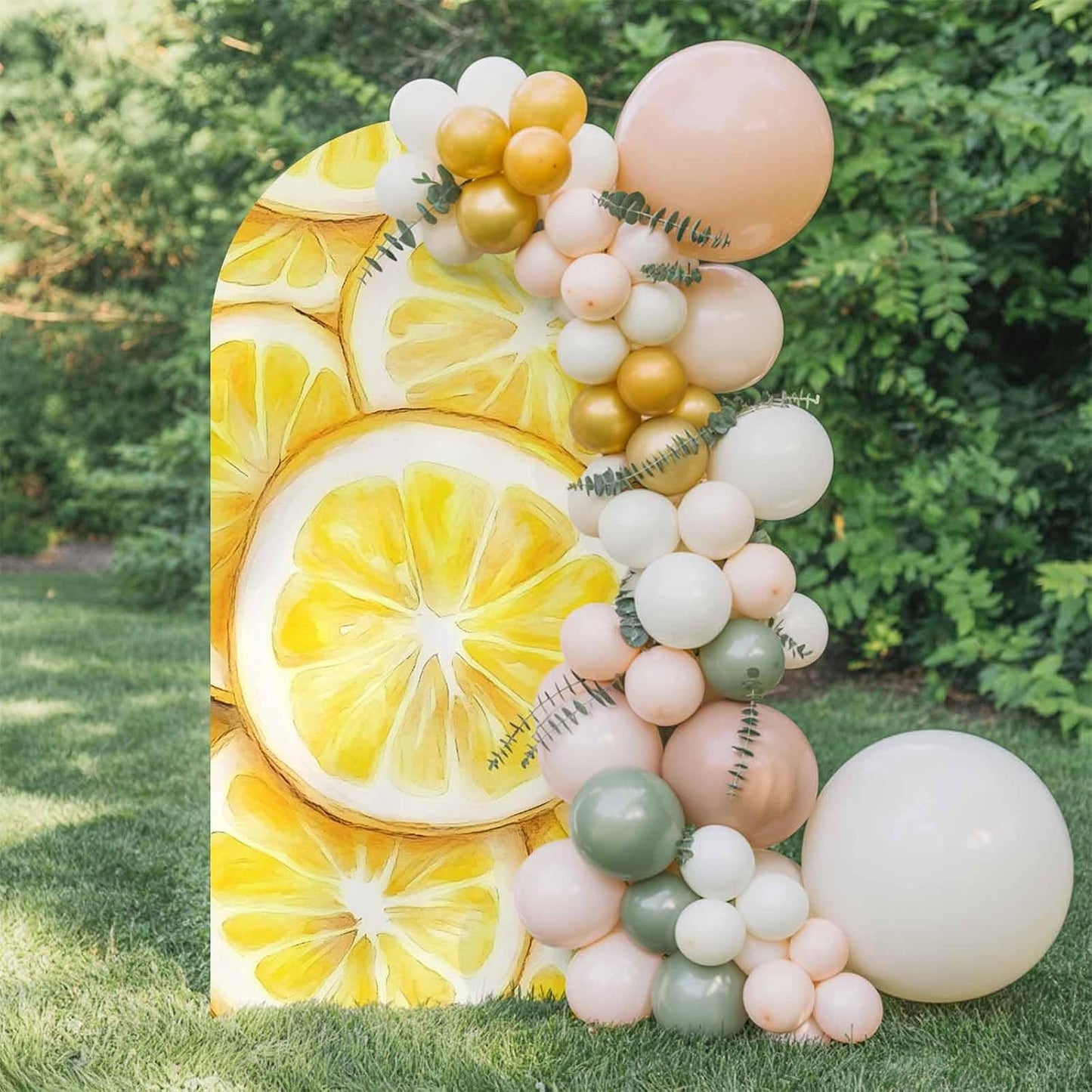 Jnbasdffb Summer 7.2 Lemon Wedding Arch Cover, Stretchy Spandex Arch Backdrop Stand Covers FT, Modern Oil Painting
