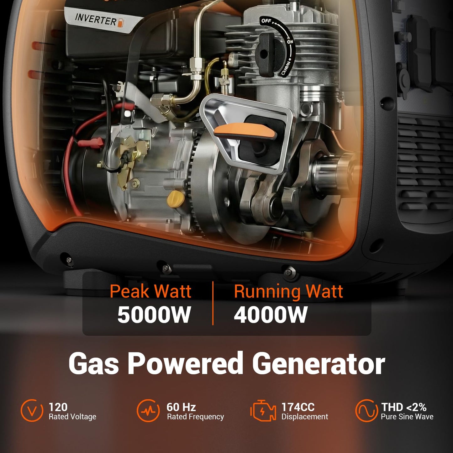 MUTAOMAY 5000W Portable Inverter Generator for Home Emergency Backup Power, Super Quiet Small Gas Powered Generator for Camping, RV, Outdoor, Jobsite with ECO Mode, Parallel Capable, EPA Compliant
