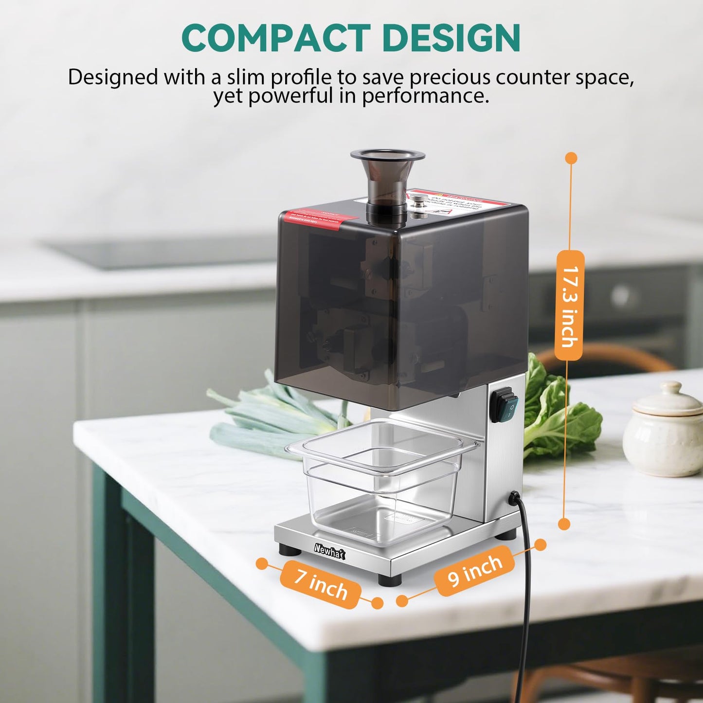 Newhai Commecial 2.3mm Spring Onion Shredder, Electric Scallion Shallot Vegetable Shredder 110volt for Chili Green Beans Garlic Shoots Celery Home & Restaurant