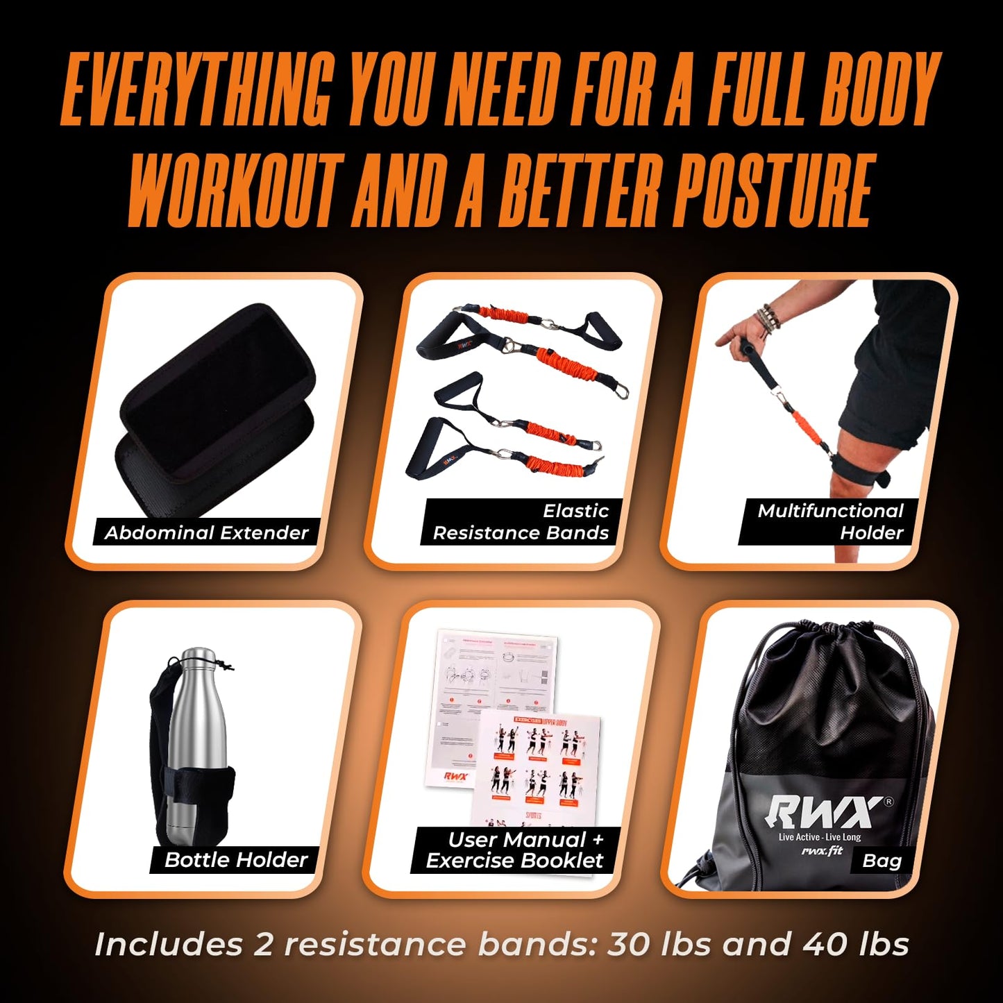 RWX 3-in-1 Multifunctional Vest - Muscle Strength and Posture Correction - Upper Body Fitness Equipment, Waist Trainer