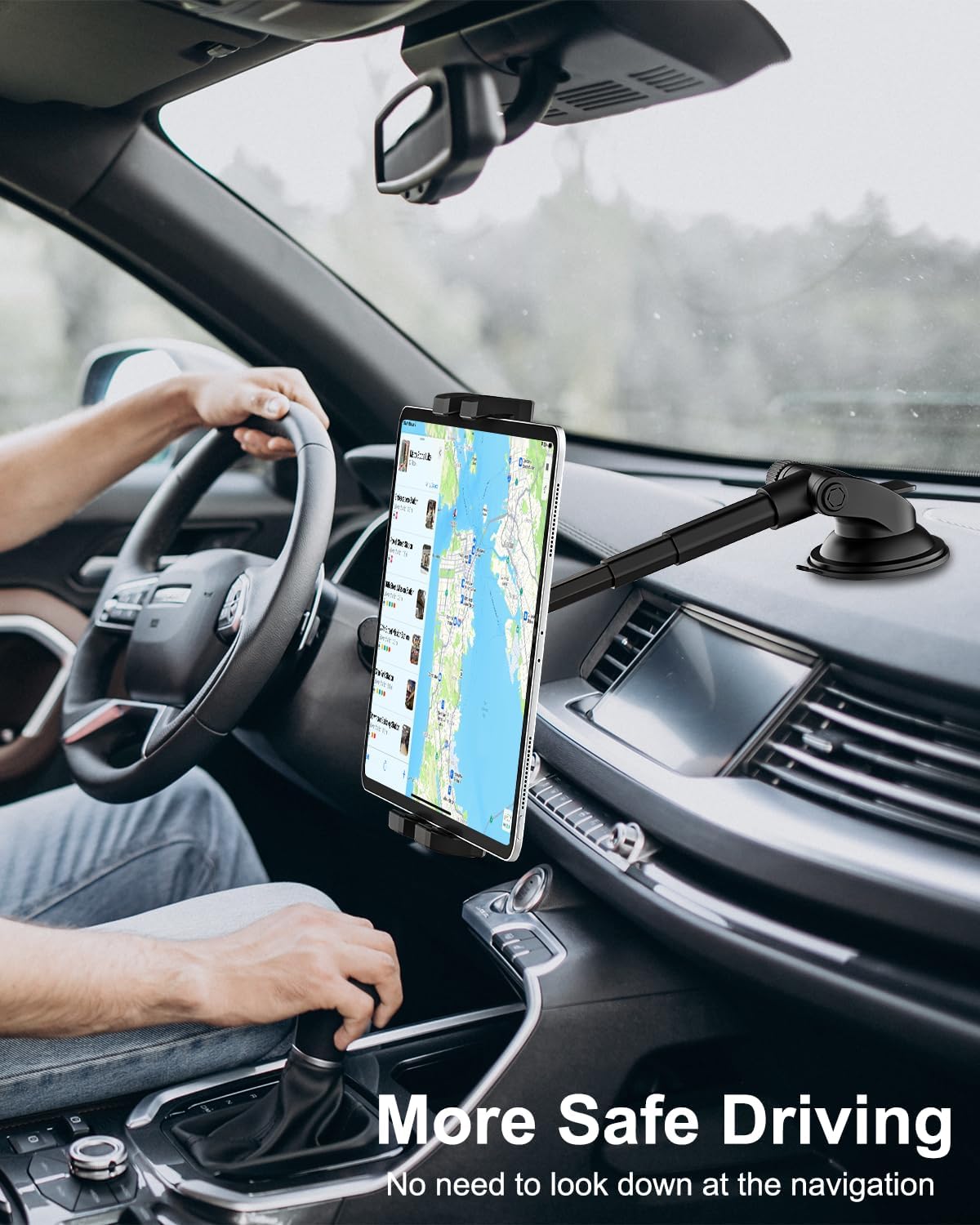 woleyi 4.7-11" Dashboard Car Tablet Mount, Telescopic Tube Suction Cup Car Tablet Holder, Compatible with iPad