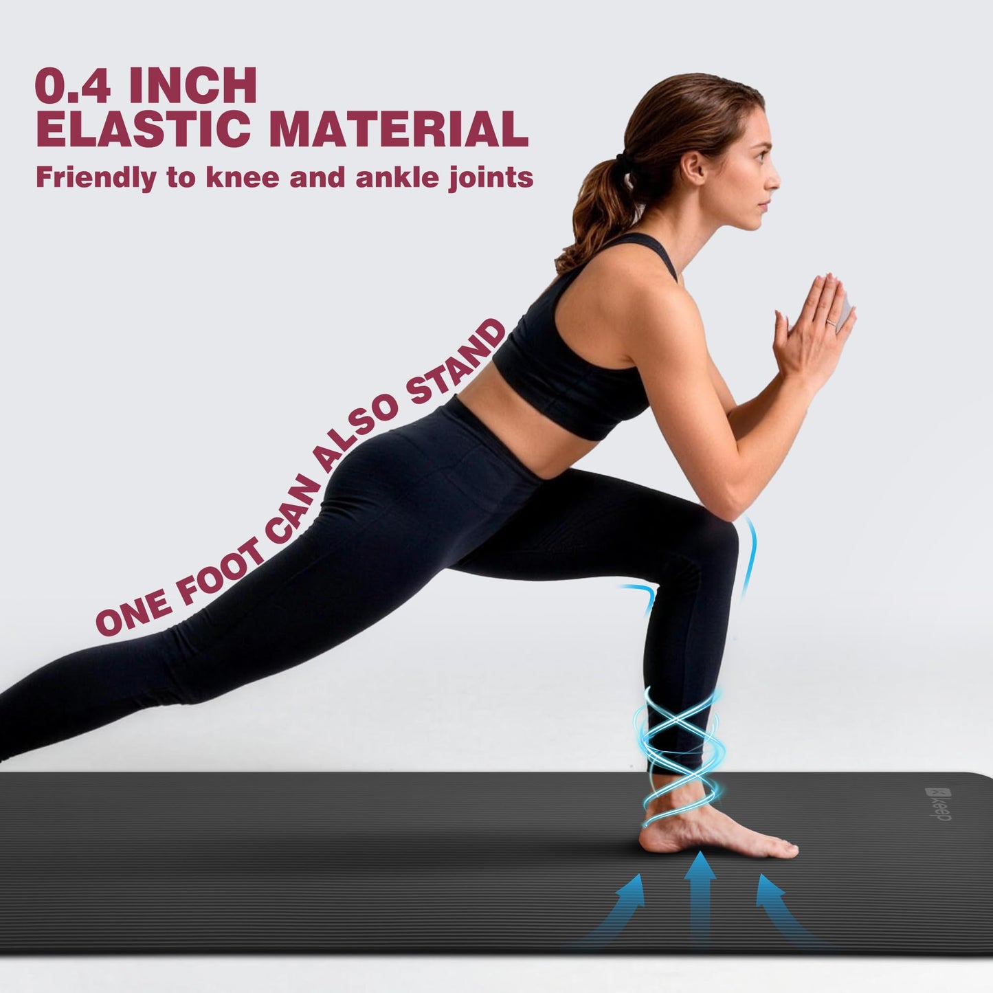 KEEP Extra Thick NBR Yoga Mat for Women & Men, 10mm Thick, 72”x24” Large Exercise Mat with Non-Slip Workout Mat for Yoga, Pilates, Stretching, Meditation – Wide & Cushioned Fitness Mat,Black