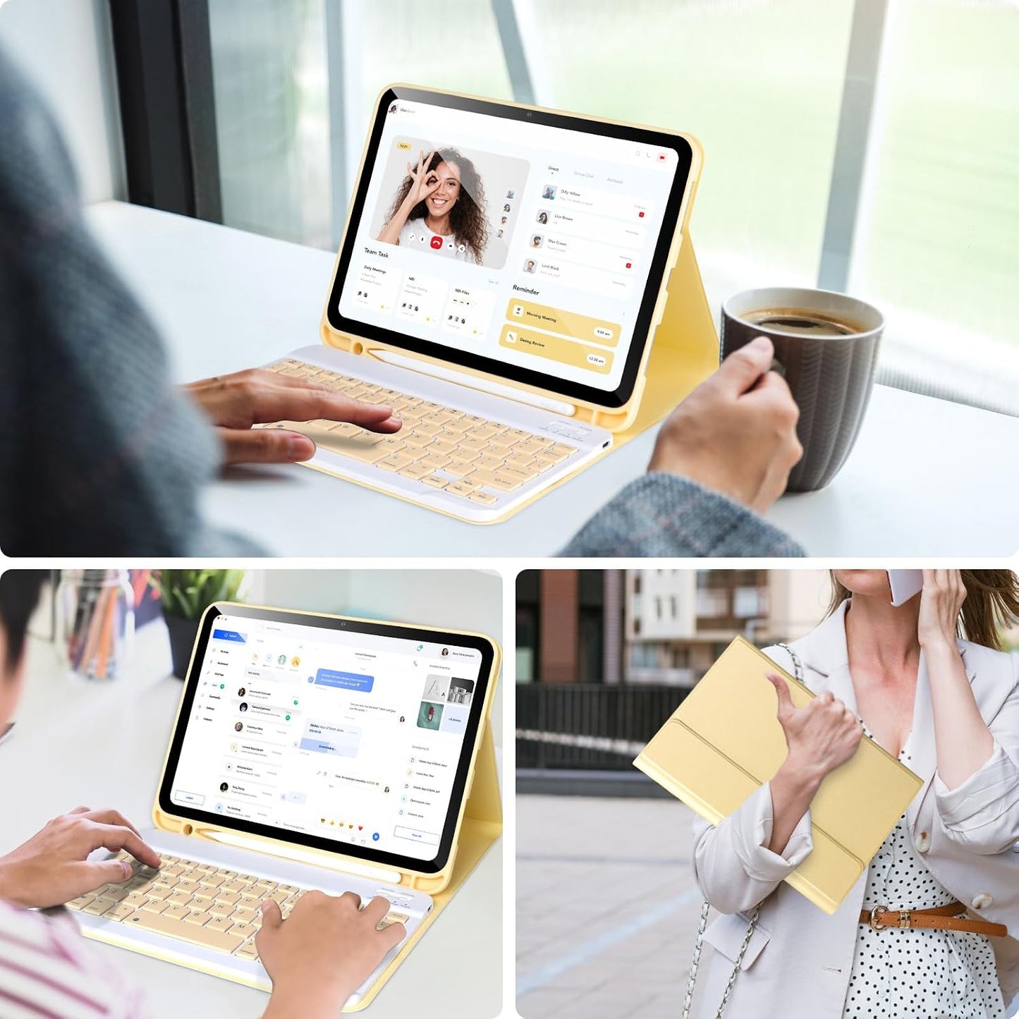 AHYWTAN 11/10th A16 2025 11 inch/10th 2022 10.9 for iPad Generation Case with Keyboard,Detachable Bluetooth Keyboard