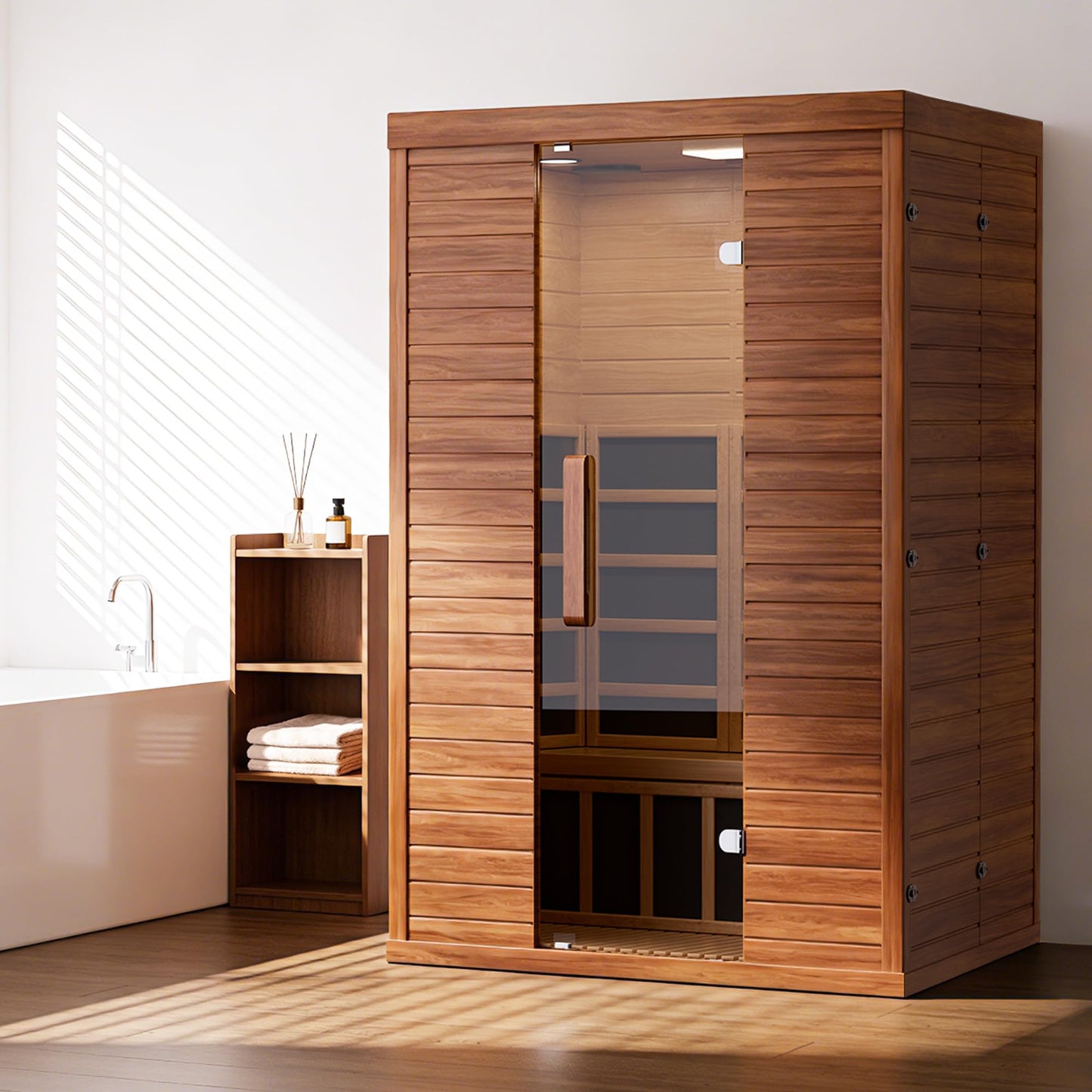 EASYHAWK 2 Person Infrared Sauna for Home, Smart App Control Home Sauna with WiFi & Bluetooth, Low EMF 1500W/120V LCD Heater, Indoor Sauna with Flame-Retardant Design