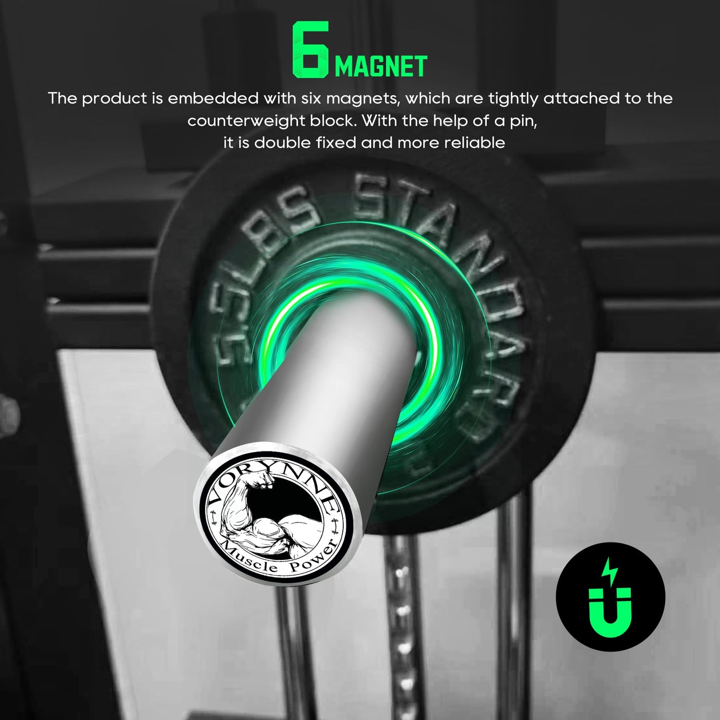 Vorynne Weight Stack Pin Extender for Gym Cable Machine & Home Gym, Ø 8 mm, Allowing Additional Olympic Weight Plates, Made of Durable Steel for Secure and Long-Lasting Use
